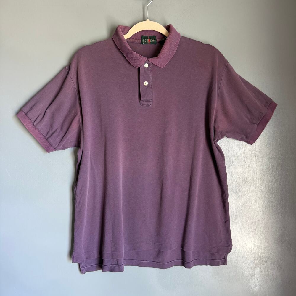 Vintage J.CREW Men's Large Purple Cotton Polo Short Sleeve Shirt Preppy Colorful